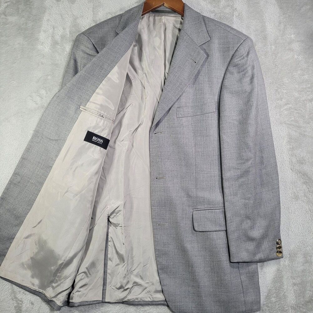 Hugo Boss Sport Coat Mens 48R Gray Cashmere Silk Artemis 3 Button Blazer *Read*